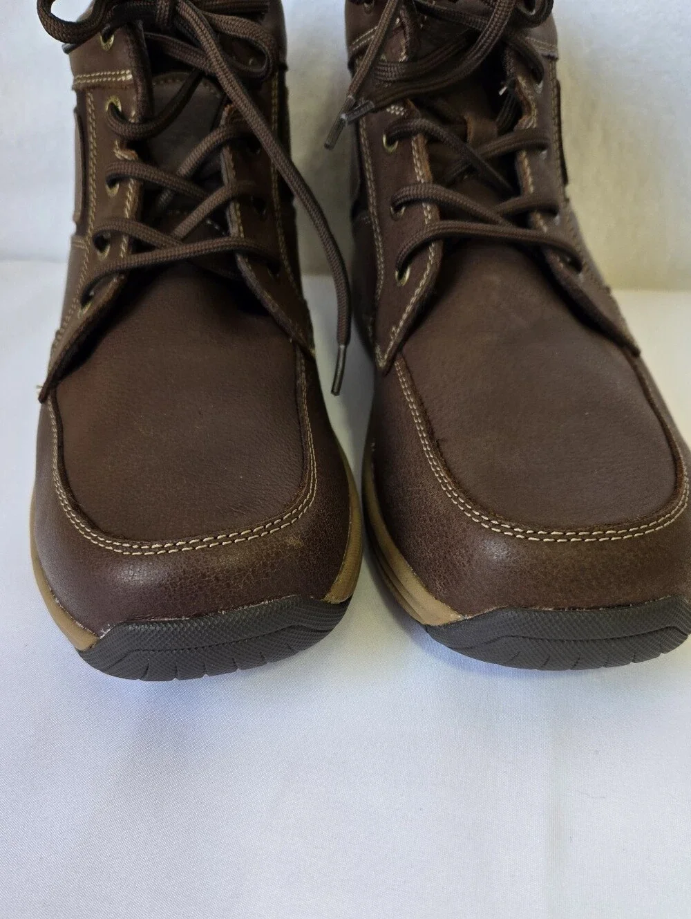 OrthoFeet Men's Size 10 Brown Leather Ankle Boots Orthopedic Comfort Lace Up
